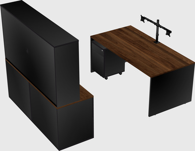 Bureau parallèle avec crédence