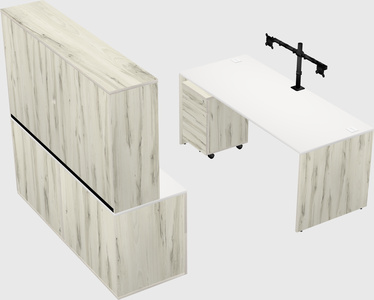Parallel desk with credenza
