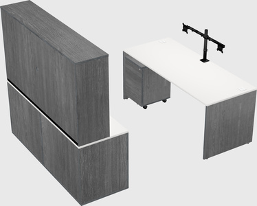 Parallel desk with credenza