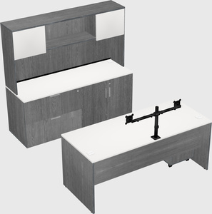 Parallel desk with credenza