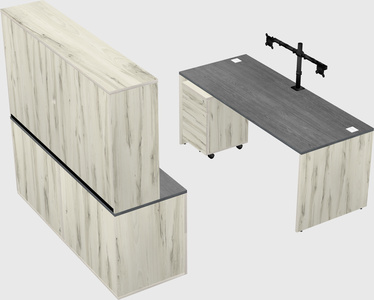 Parallel desk with credenza