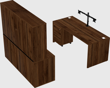 Parallel desk with credenza