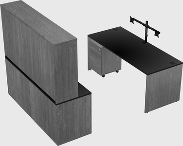 Parallel desk with credenza