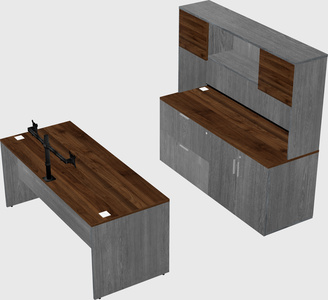 Parallel desk with credenza