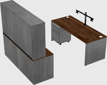 Parallel desk with credenza
