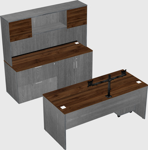 Parallel desk with credenza