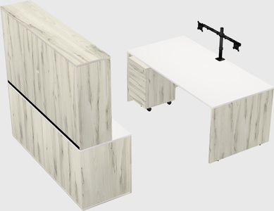 Parallel desk with credenza