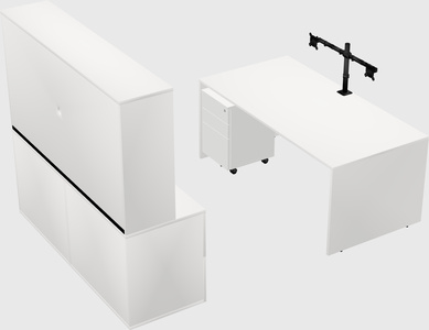 Parallel desk with credenza