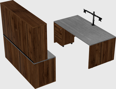 Parallel desk with credenza