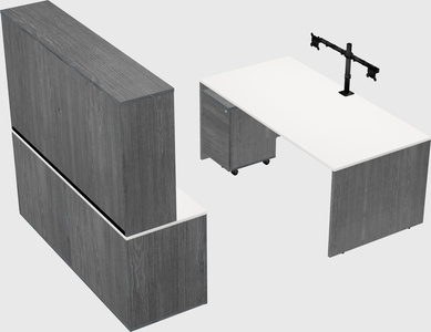 Parallel desk with credenza