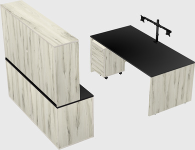 Parallel desk with credenza