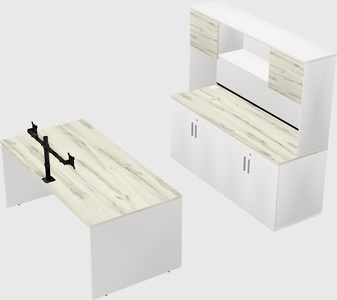 Bureau parallèle avec crédence