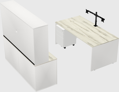 Bureau parallèle avec crédence