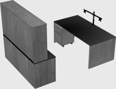 Parallel desk with credenza