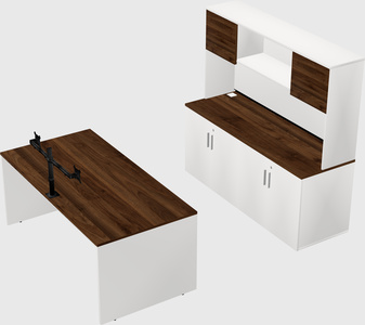 Bureau parallèle avec crédence