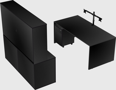 Parallel desk with credenza
