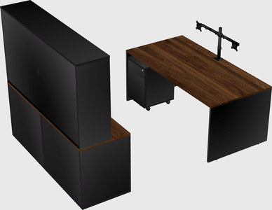 Parallel desk with credenza