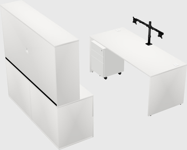 Parallel desk with credenza