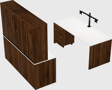Parallel desk with credenza