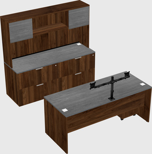 Parallel desk with credenza