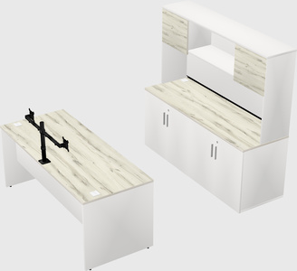Parallel desk with credenza