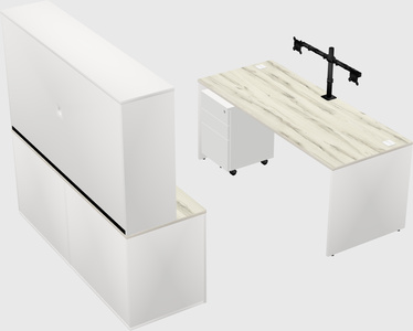 Parallel desk with credenza