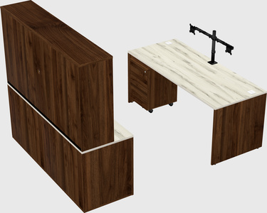 Parallel desk with credenza