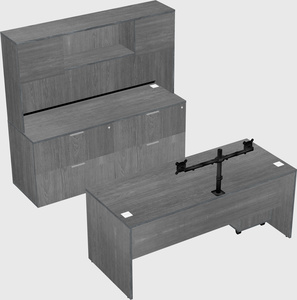 Parallel desk with credenza