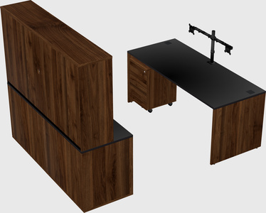 Parallel desk with credenza