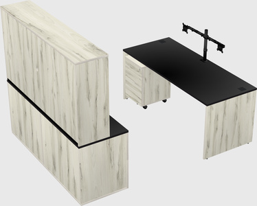 Parallel desk with credenza