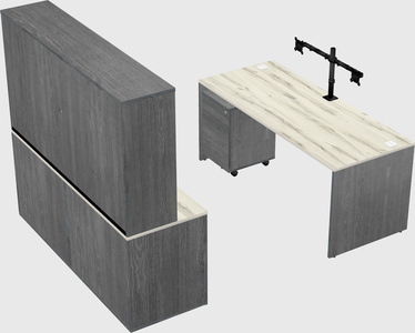 Parallel desk with credenza