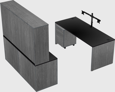 Parallel desk with credenza