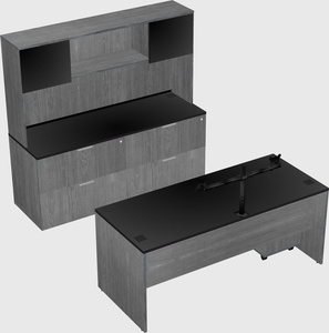 Parallel desk with credenza