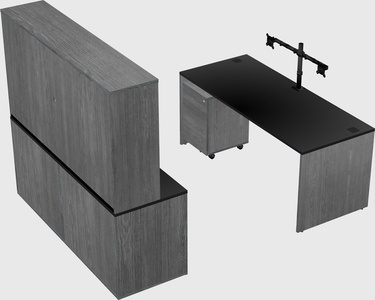 Parallel desk with credenza