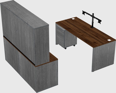 Parallel desk with credenza