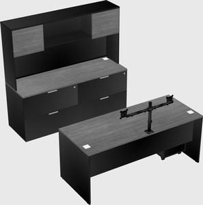 Parallel desk with credenza
