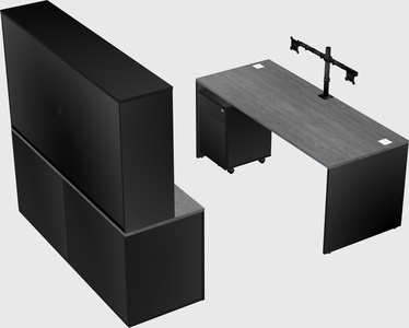 Parallel desk with credenza