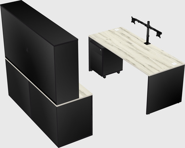 Parallel desk with credenza