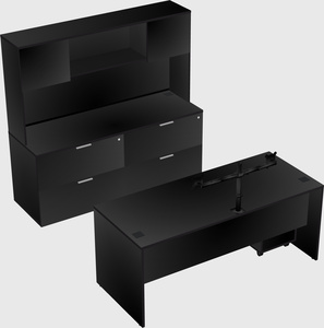 Parallel desk with credenza