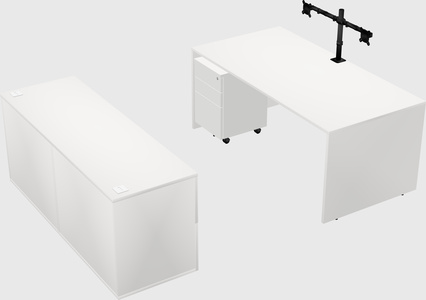 Parallel desk with credenza
