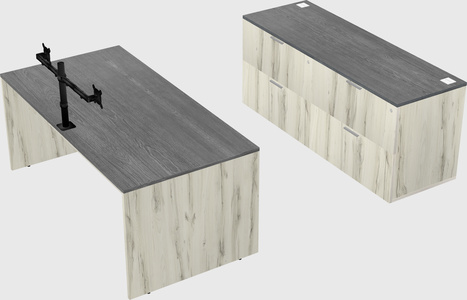 Parallel desk with credenza