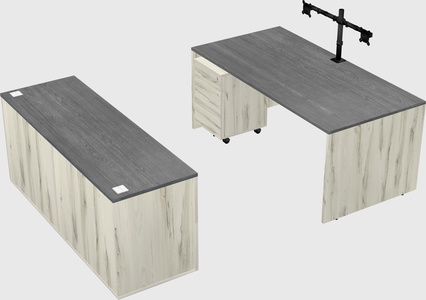 Parallel desk with credenza