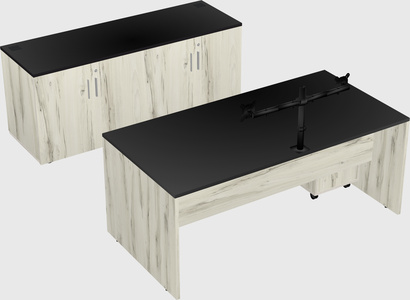 Bureau parallèle avec crédence
