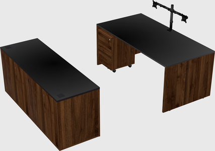 Bureau parallèle avec crédence