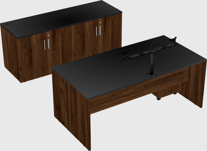 Bureau parallèle avec crédence