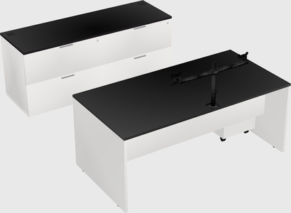 Parallel desk with credenza