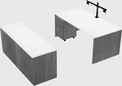 Bureau parallèle avec crédence