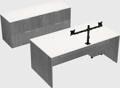 Bureau parallèle avec crédence