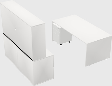 Parallel desk with credenza