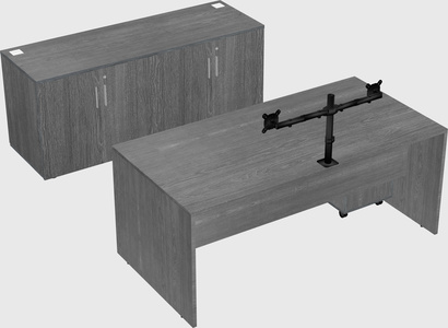 Parallel desk with credenza